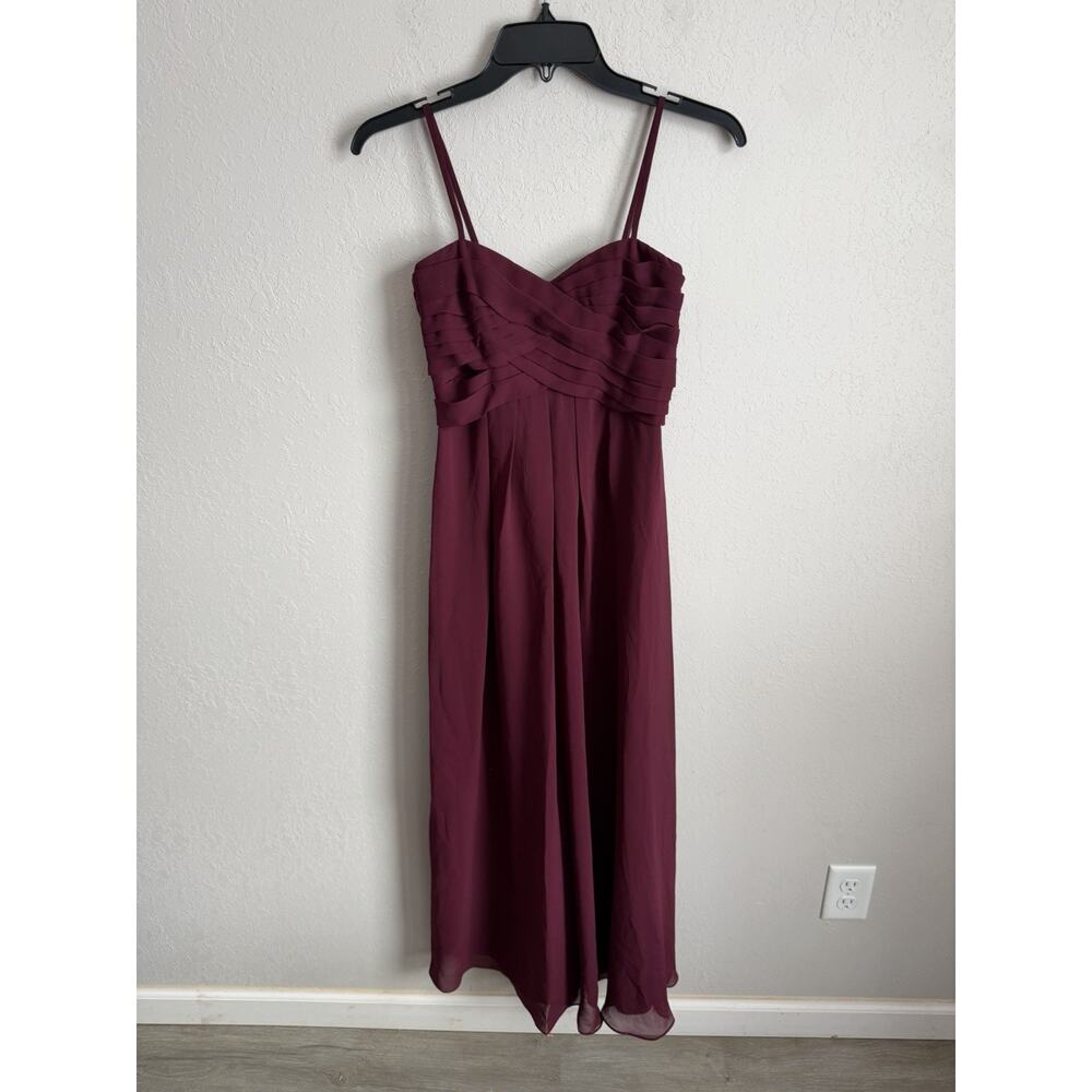 NWT Sorella Vita Burgundy Chiffon Sweetheart Bridesmaid Dress Juniors 12 Formal